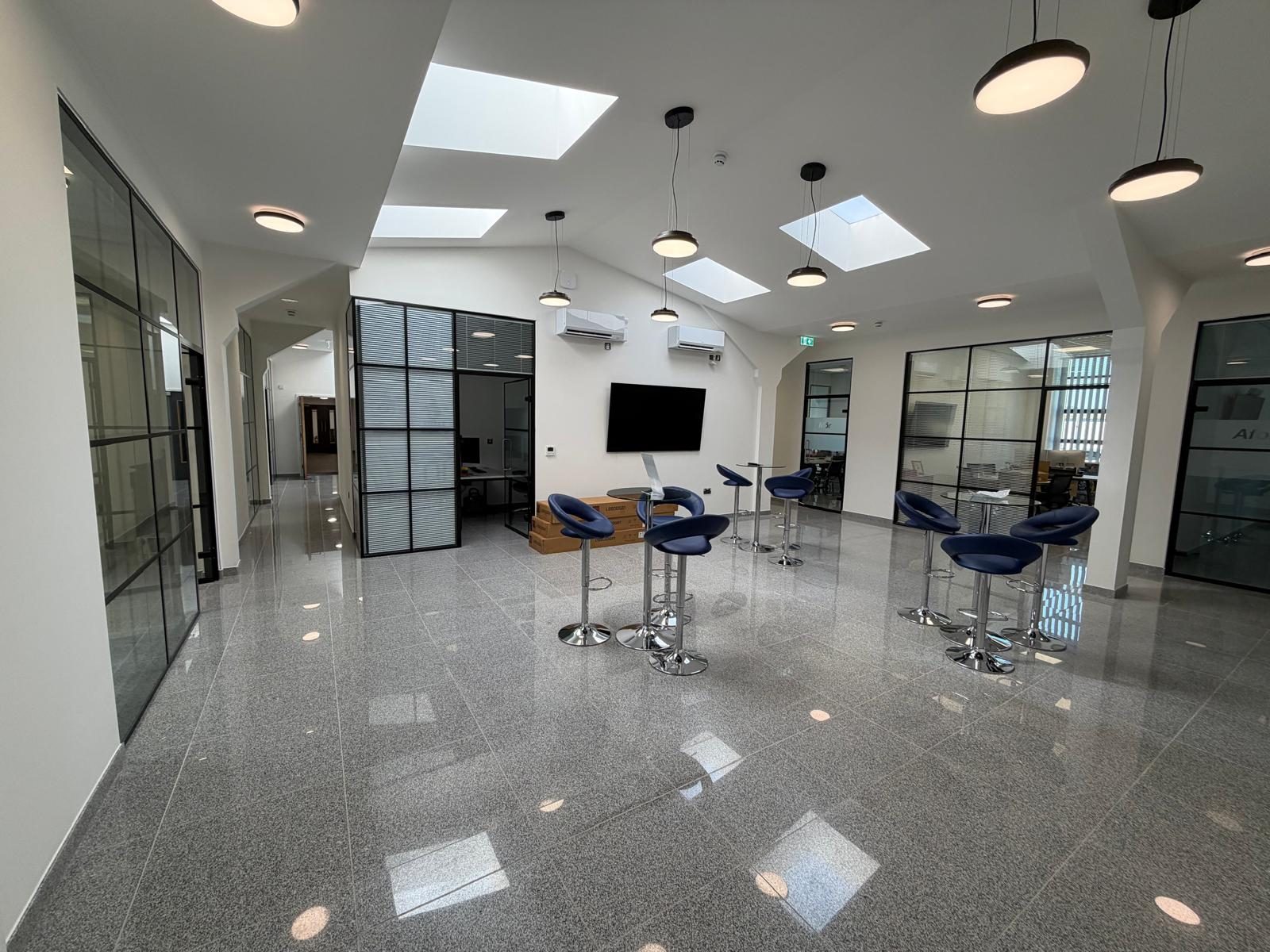 Internal partitioning and suspended ceilings by JLG Construction Services at Atlantic Plastics, Bridgend