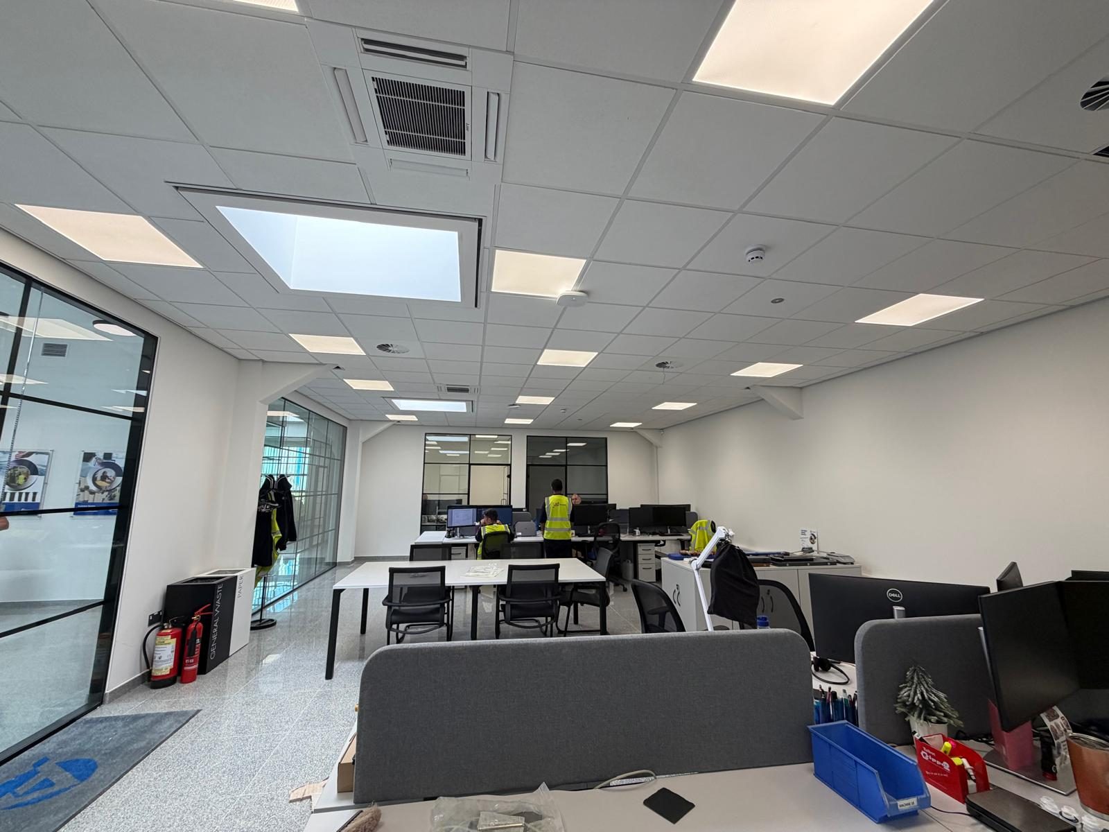 Finished open-plan office space, Atlantic Plastics, JLG Construction Services