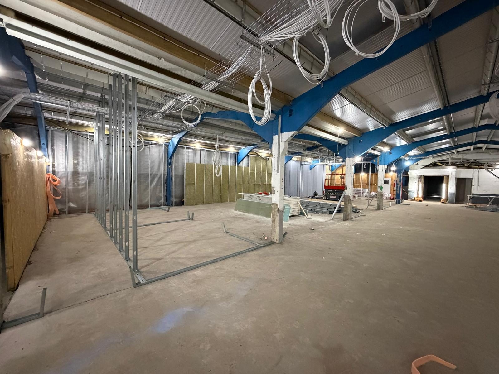 Metal-stud partitions set out under the portal frame, Atlantic Plastics, JLG Construction Services