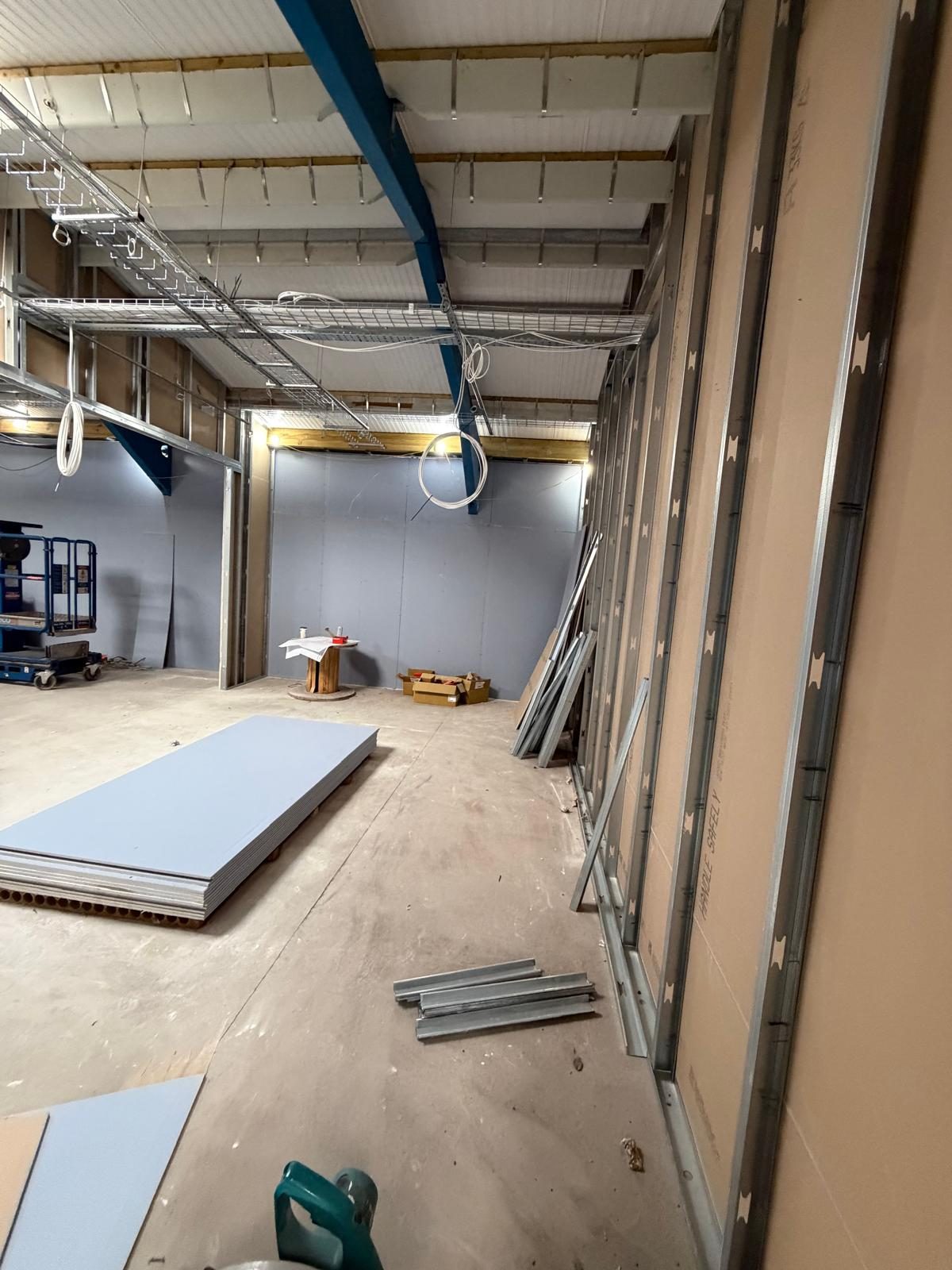 Partitions boarded out, Atlantic Plastics, JLG Construction Services