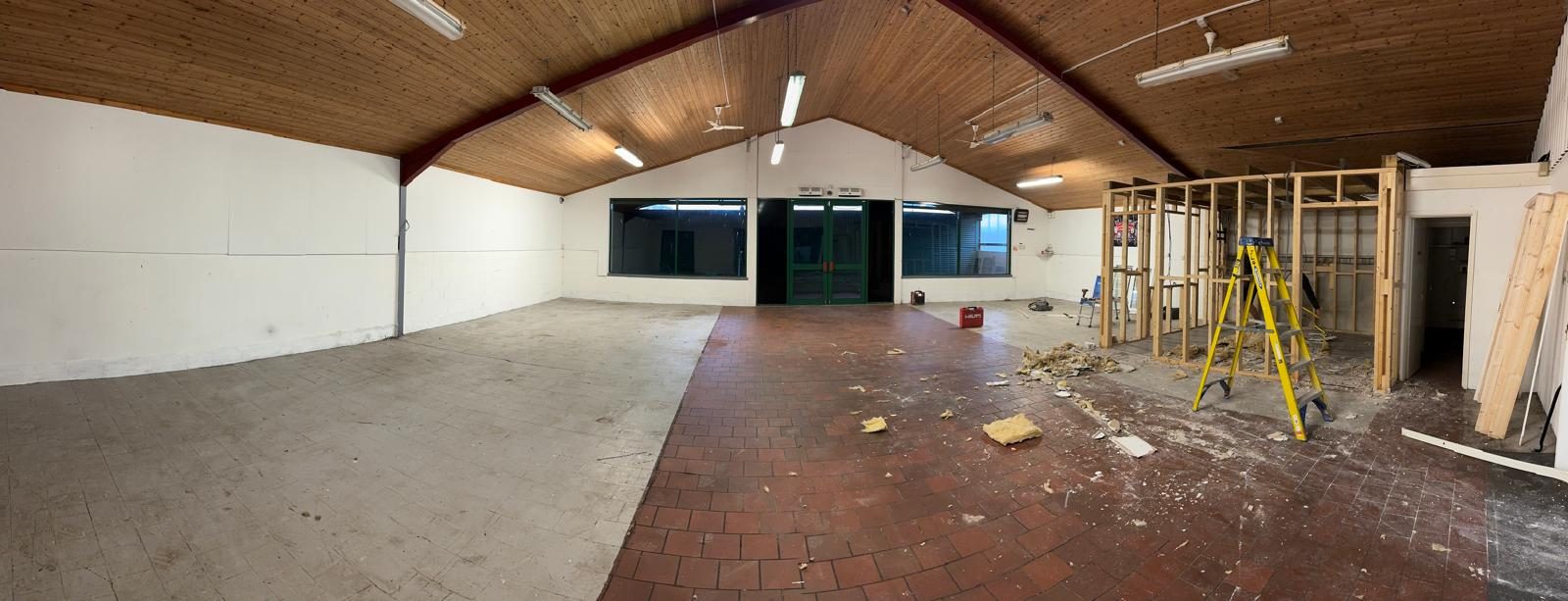 The old farm-shop shed before works, HM Car Sales, JLG Construction Services