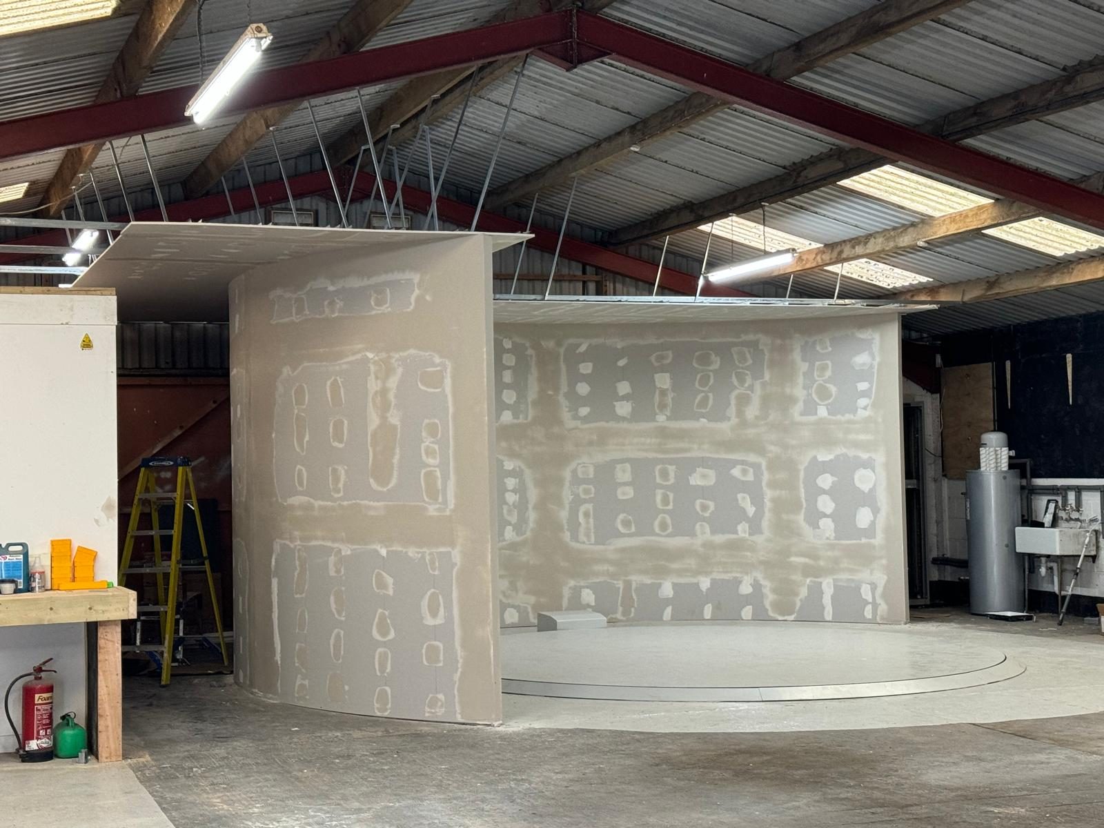 Turntable feature, mid-build, HM Car Sales, JLG Construction Services