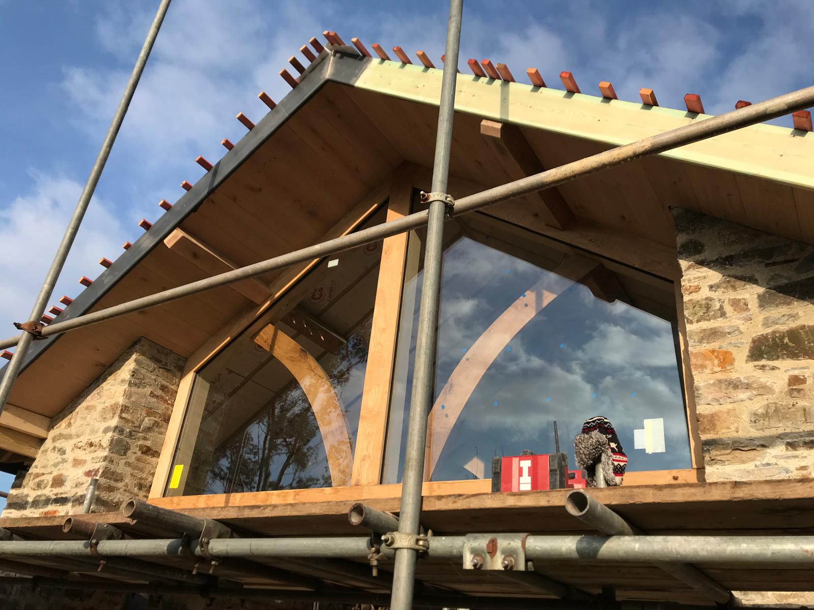 Oak-framed gable glazing and soffit boarding, Oak-Framed Farmhouse Extension, JLG Construction Services