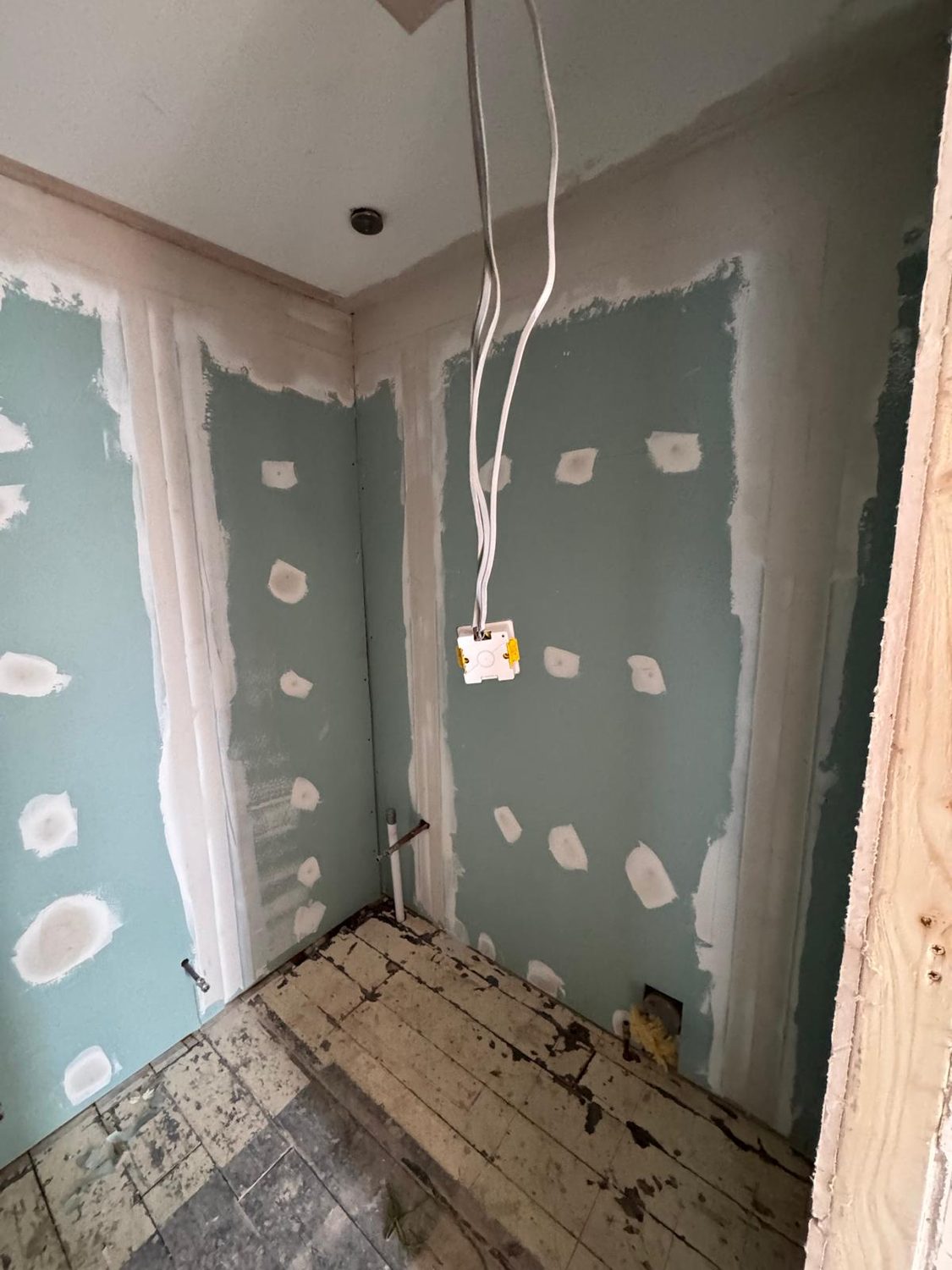 First-fix wiring and boarding inside the new en-suite, JLG Construction Services