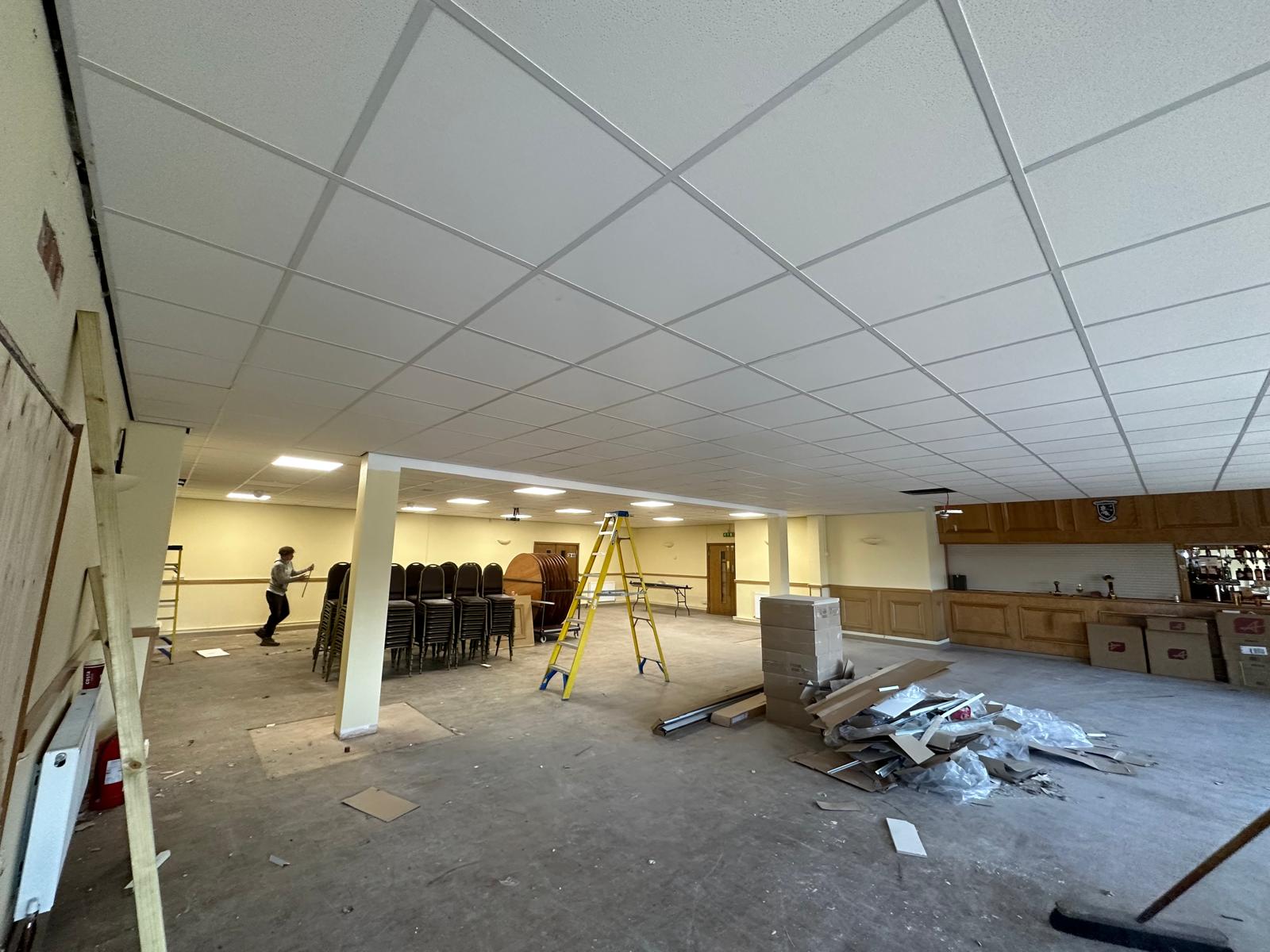 New grid and tiles over the function room, North Petherton Rugby Club, JLG Construction Services
