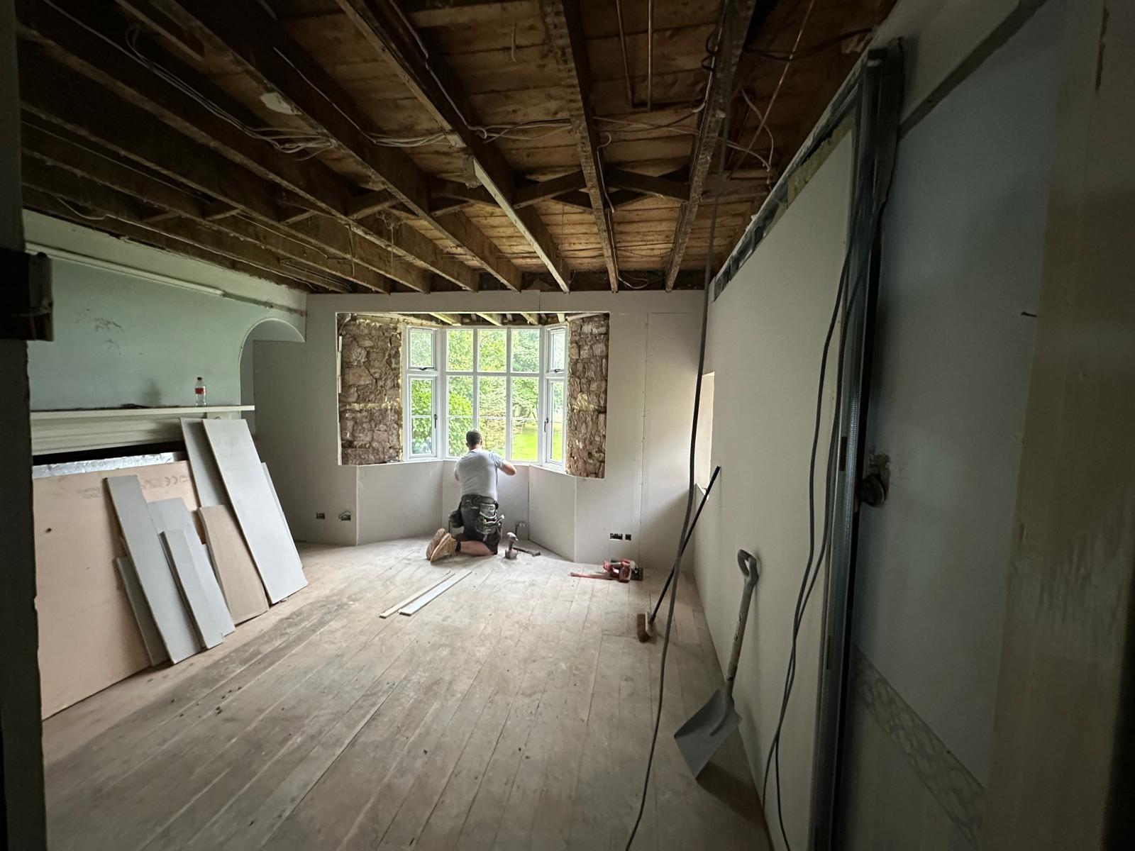 Insulated boarding taking shape, Stoodleigh Cottage Renovation, JLG Construction Services