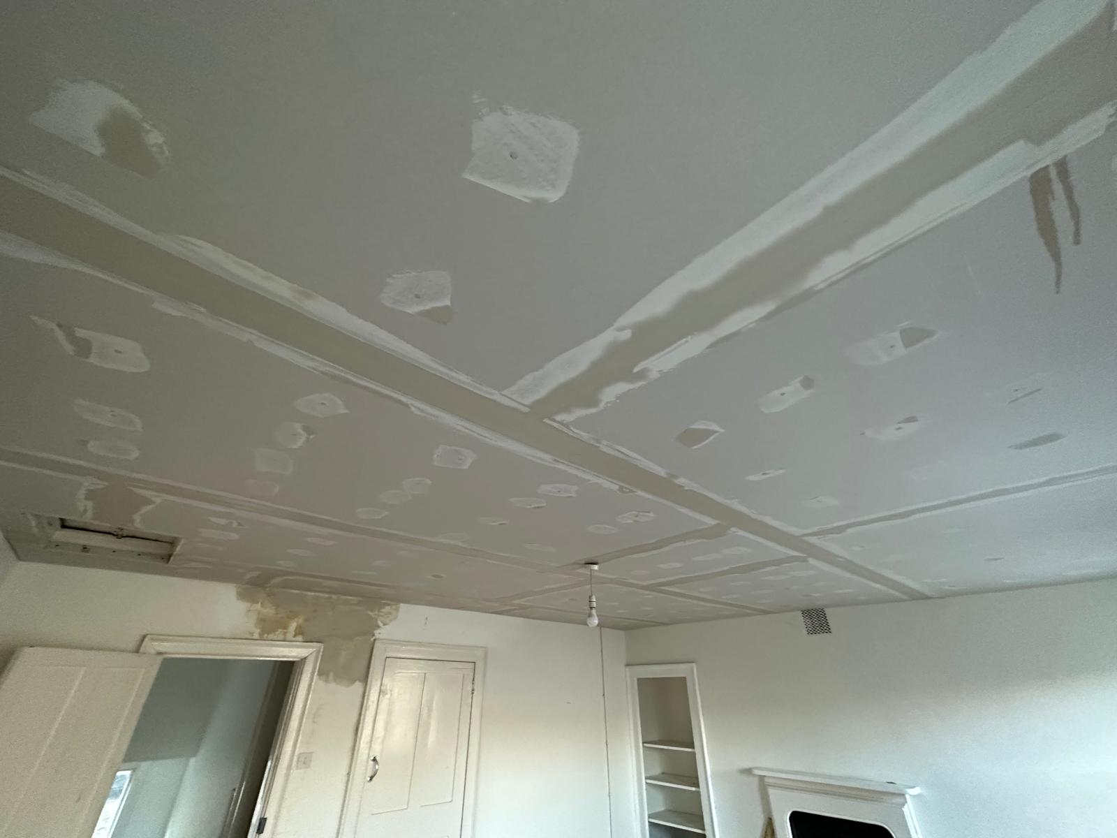 Taped, jointed and patched ready for decoration, Storm Damage Repair, JLG Construction Services
