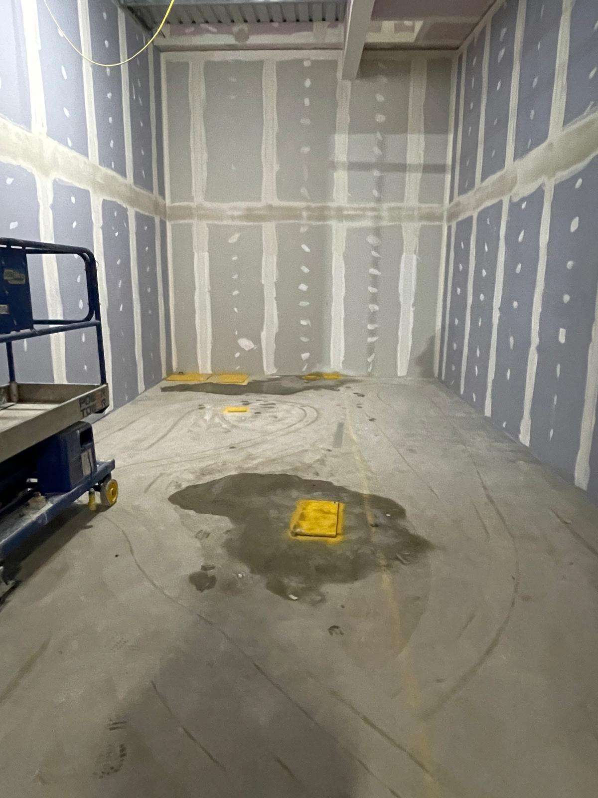 Plasterboard jointing, back-of-house room, Tarka Leisure Centre, JLG Construction Services