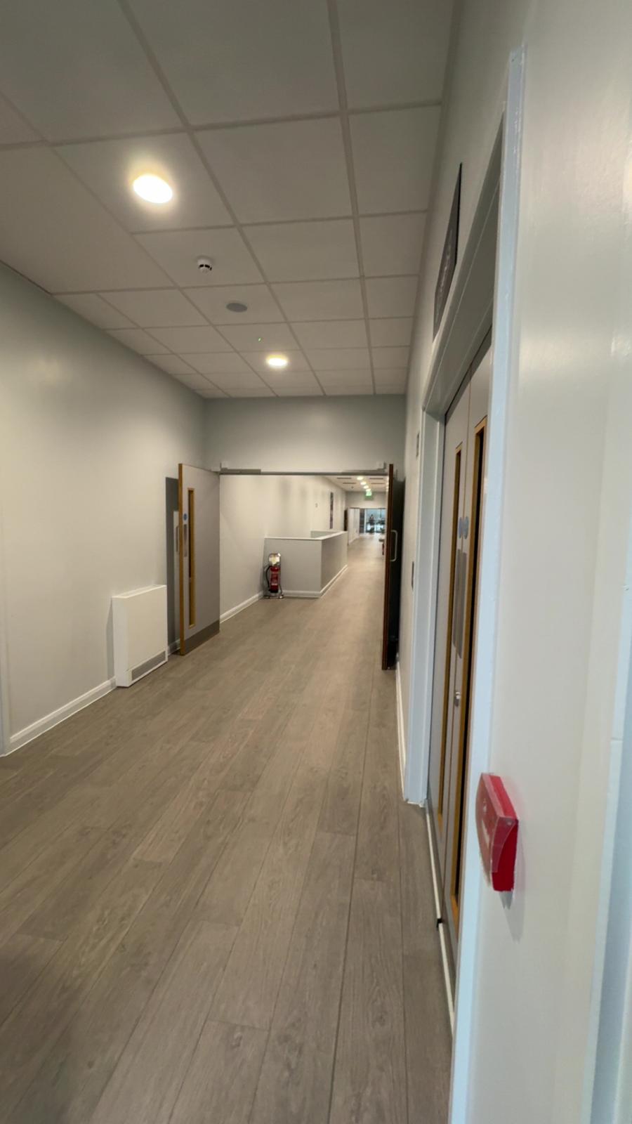 Finished corridor, Tarka Leisure Centre, JLG Construction Services
