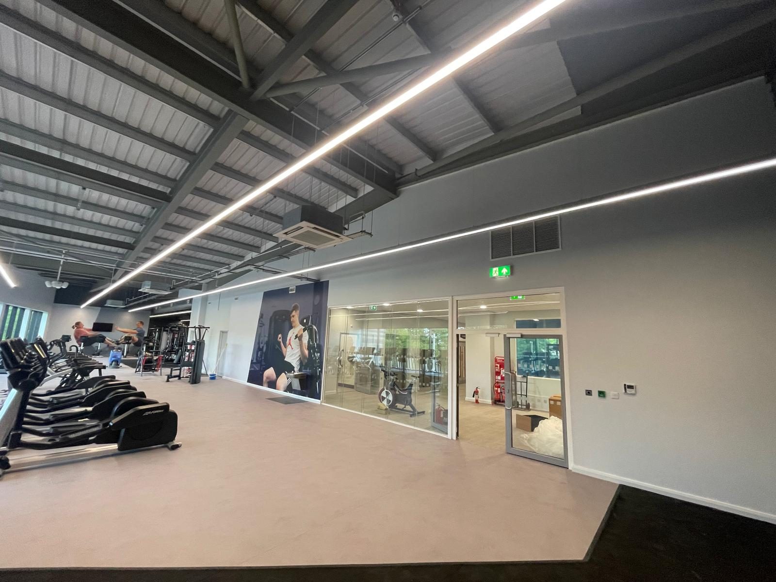 Fitness suite — suspended ceiling — Tarka Leisure Centre, JLG Construction Services