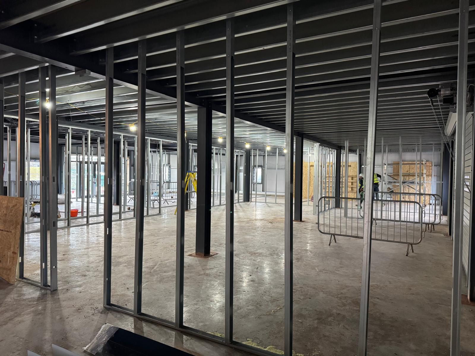 Metal-stud partition framing, Wales & West, JLG Construction Services