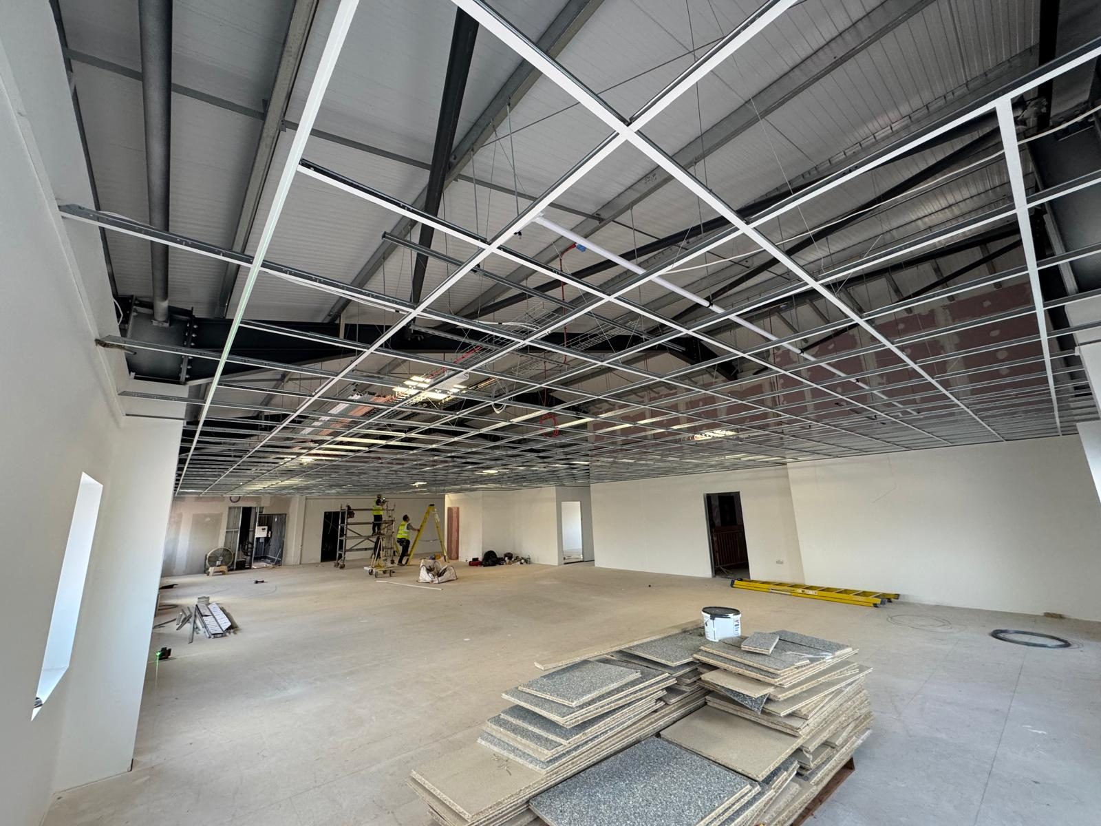 Suspended ceiling grid, first-fix, Wales & West, JLG Construction Services