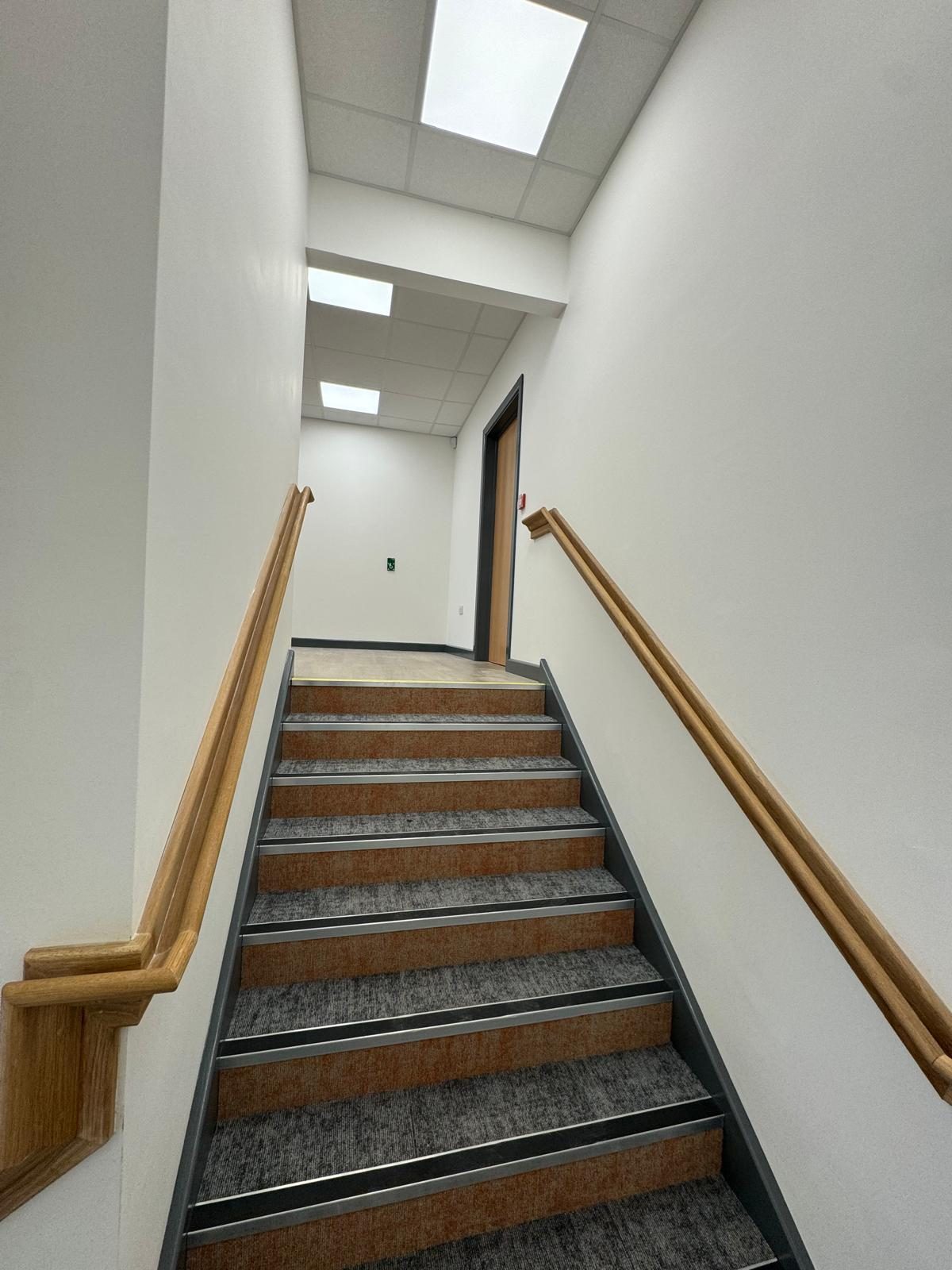 Staircase, timber handrail & carpet, Wales & West, JLG Construction Services