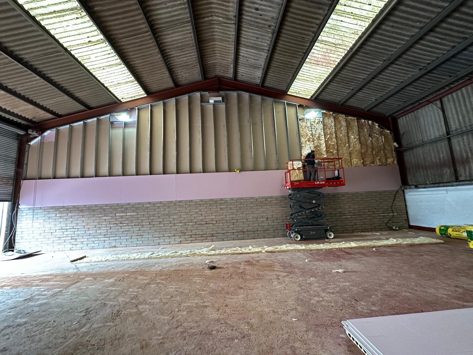 Jumbo-stud framing up to the roof, insulation going in, Wellington Industrial Units, JLG Construction Services