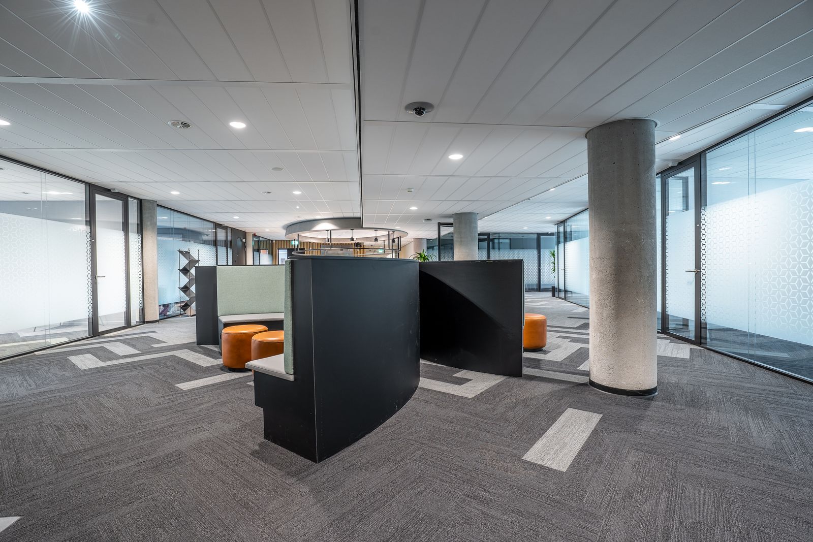 Open plan office fit-out with partitions